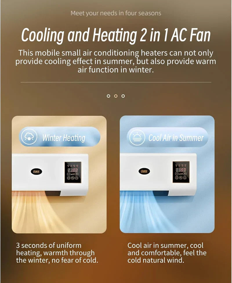 Cuifati Portable Air Conditioner, Mini AC Wall Mounted Cooling and Heating Fan, Portable Touch Control Panel Low Noise Air Conditioner for Indoor Outdoor