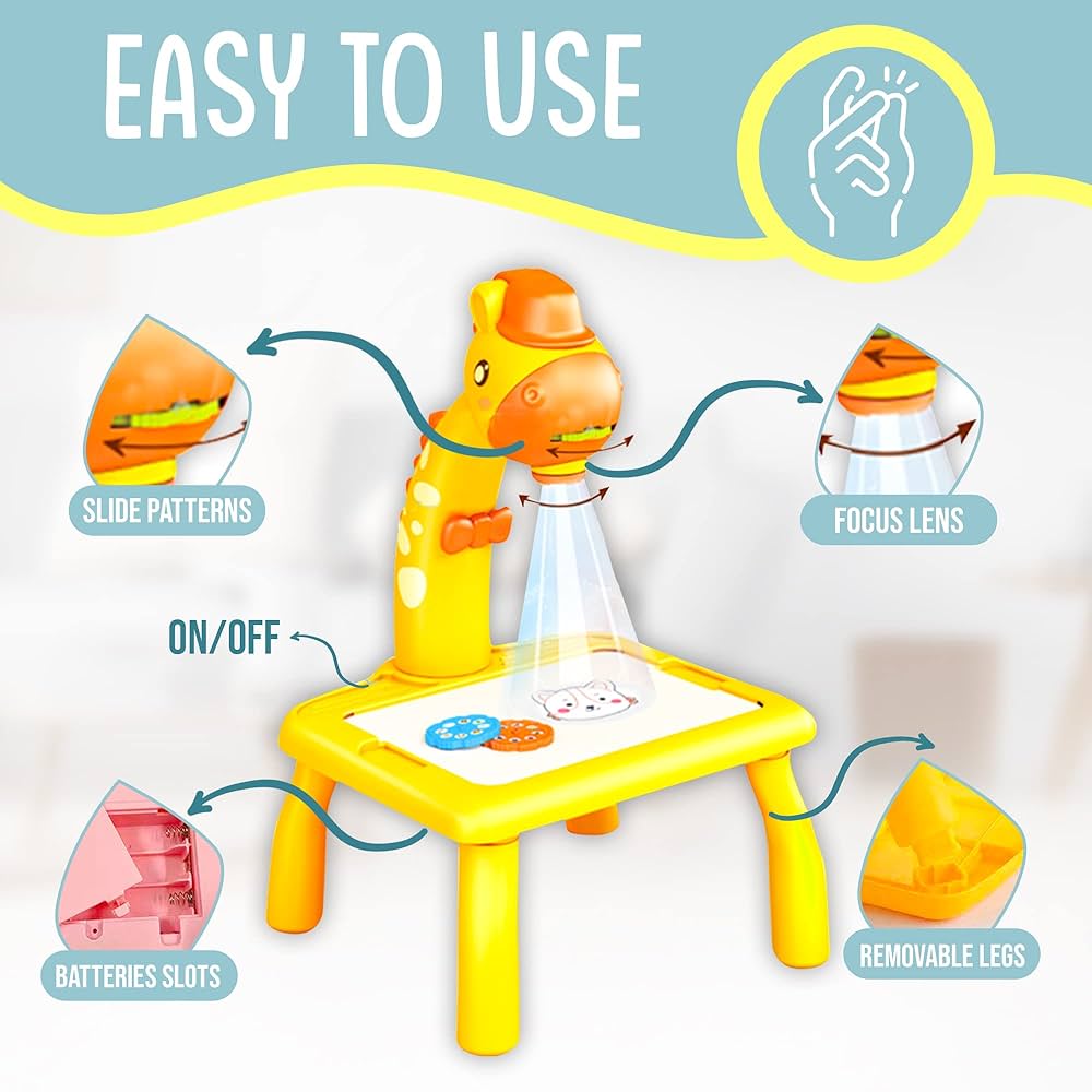 Drawing Projector with Light & Music,Childrens Trace and Draw Projector Table,Projection Painting Set for Toddler Girls & Boys,Child for Toddler Paint Learning Toys