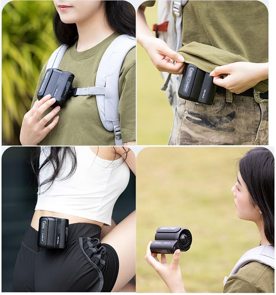 Cool Clip Fan Under Shirt, Clip-on Portable Air Cooler, Portable Waist Fan Rechargeable,3 Speeds Strong Airflow Wearable Personal Clip Fan, Belt Fan Clip,Shirt Fan for Works,Travel, Camping