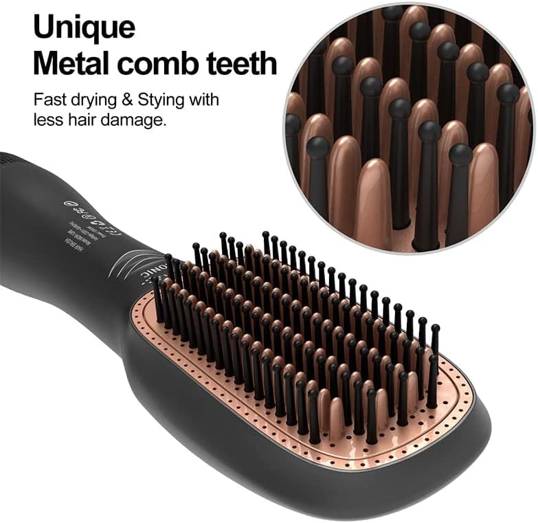 3 in 1 Hair Dryer Brush & Straightener Brush, Professional 1200W Powerful Ceramic Tourmaline Ionic Hot Air Brush, 3 Heat/2 Speed Settings One Step Hair Dryer and Styler for All Hair Types