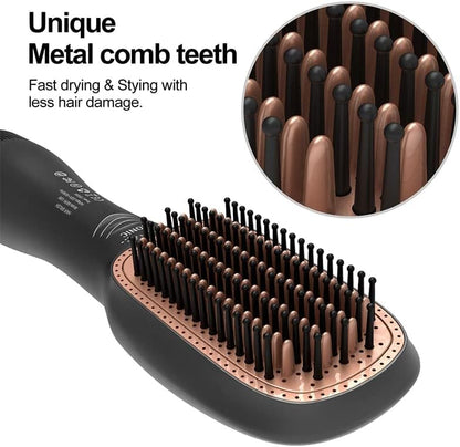 3 in 1 Hair Dryer Brush & Straightener Brush, Professional 1200W Powerful Ceramic Tourmaline Ionic Hot Air Brush, 3 Heat/2 Speed Settings One Step Hair Dryer and Styler for All Hair Types