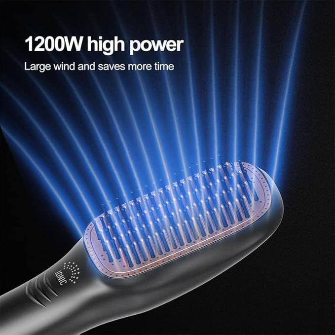 3 in 1 Hair Dryer Brush & Straightener Brush, Professional 1200W Powerful Ceramic Tourmaline Ionic Hot Air Brush, 3 Heat/2 Speed Settings One Step Hair Dryer and Styler for All Hair Types