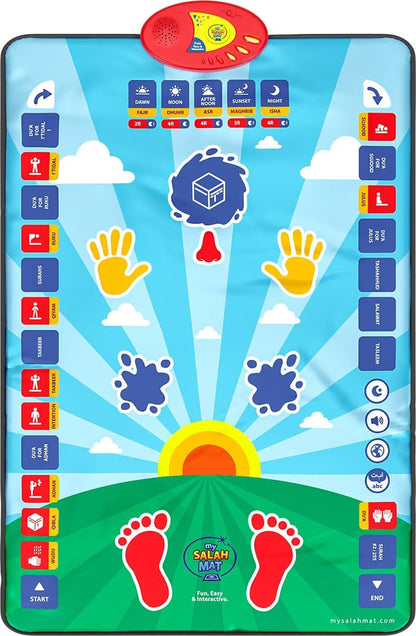Prayer Mat for Kids - Smart interactive Prayer Mat for learning Salah, Surah, Wudu and Duas - Islamic prayer mat with 10 languages, Salah Translation, 25 Touch Keys and padded mat for Kids 3+
