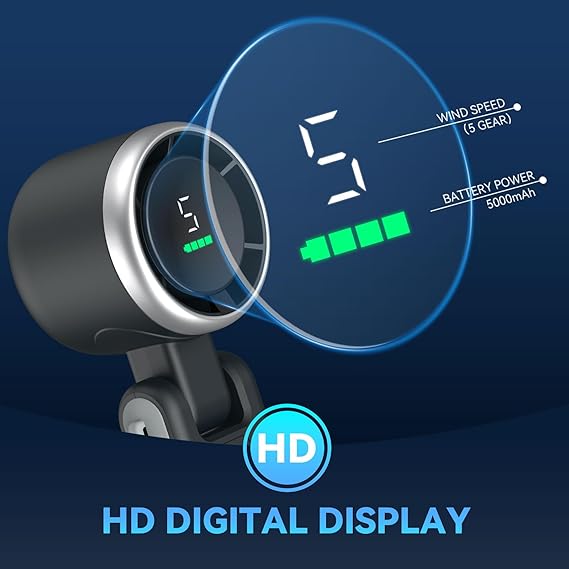 Portable Handheld Turbo Fan, 5 Gear Wind Hand Fan, 5000mAh Battery Personal Fans Portable Rechargeable, 20 Hours Pocket Fan, 3 IN 1 Hand Held Fan, Portable Fan for Travel/Outdoor/Indoor