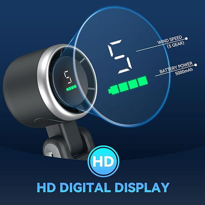 Portable Handheld Turbo Fan, 5 Gear Wind Hand Fan, 5000mAh Battery Personal Fans Portable Rechargeable, 20 Hours Pocket Fan, 3 IN 1 Hand Held Fan, Portable Fan for Travel/Outdoor/Indoor