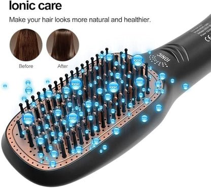 3 in 1 Hair Dryer Brush & Straightener Brush, Professional 1200W Powerful Ceramic Tourmaline Ionic Hot Air Brush, 3 Heat/2 Speed Settings One Step Hair Dryer and Styler for All Hair Types