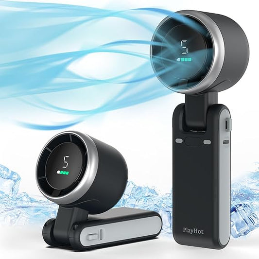 Portable Handheld Turbo Fan, 5 Gear Wind Hand Fan, 5000mAh Battery Personal Fans Portable Rechargeable, 20 Hours Pocket Fan, 3 IN 1 Hand Held Fan, Portable Fan for Travel/Outdoor/Indoor