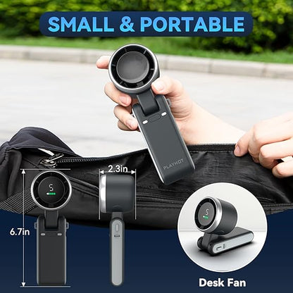 Portable Handheld Turbo Fan, 5 Gear Wind Hand Fan, 5000mAh Battery Personal Fans Portable Rechargeable, 20 Hours Pocket Fan, 3 IN 1 Hand Held Fan, Portable Fan for Travel/Outdoor/Indoor